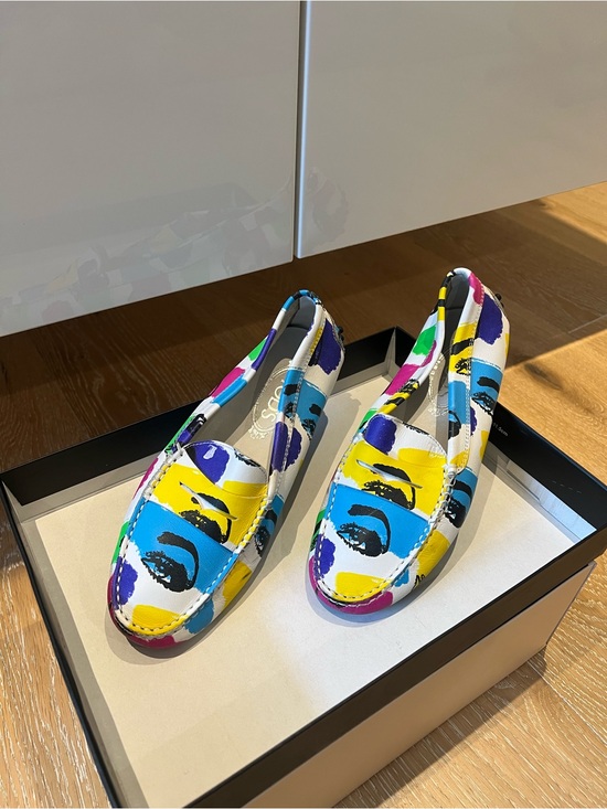 Tod's Shoes - Tod’s Gommino Loafers Pop Art Eye Print Multicolor Italian Leather Women US 7.5